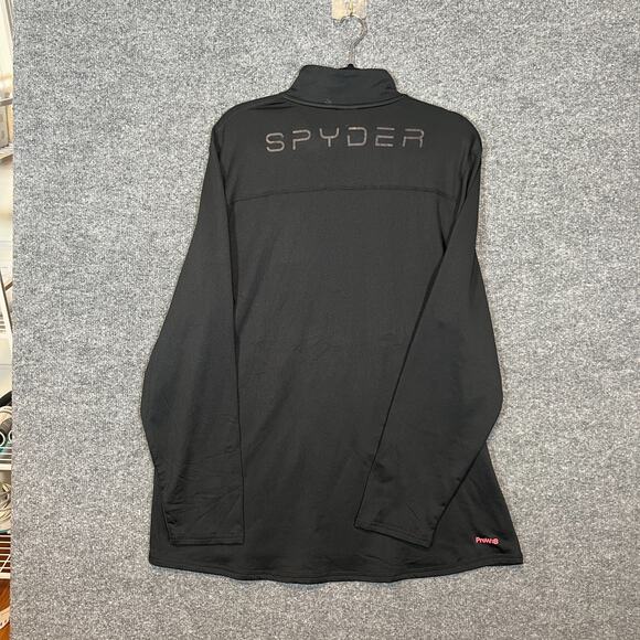Spyder Shirt Mens Large Black Performance Stretch Long Sleeve Active 1/4 Zip - Picture 10 of 13